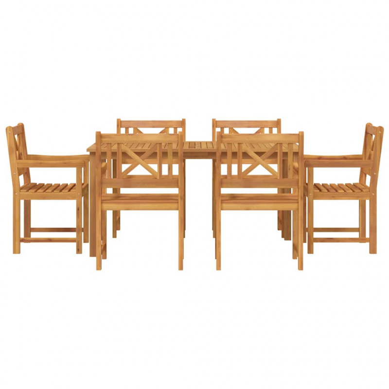 Zestaw do jadalni w ogrodzie 7 pcs Brązowy Lite Drewno Akacji