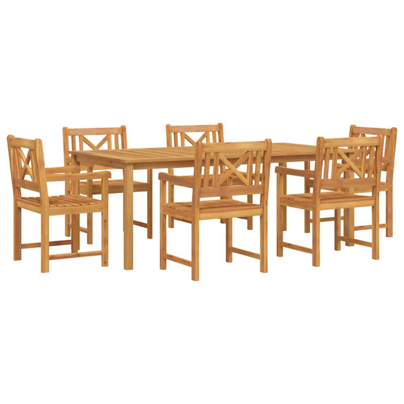 Zestaw do jadalni w ogrodzie 7 pcs Brązowy Lite Drewno Akacji