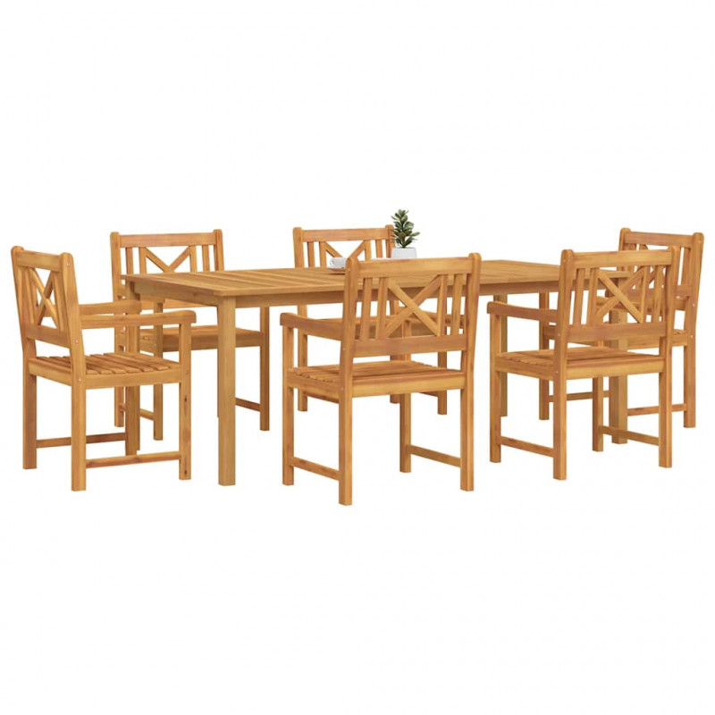 Zestaw do jadalni w ogrodzie 7 pcs Brązowy Lite Drewno Akacji