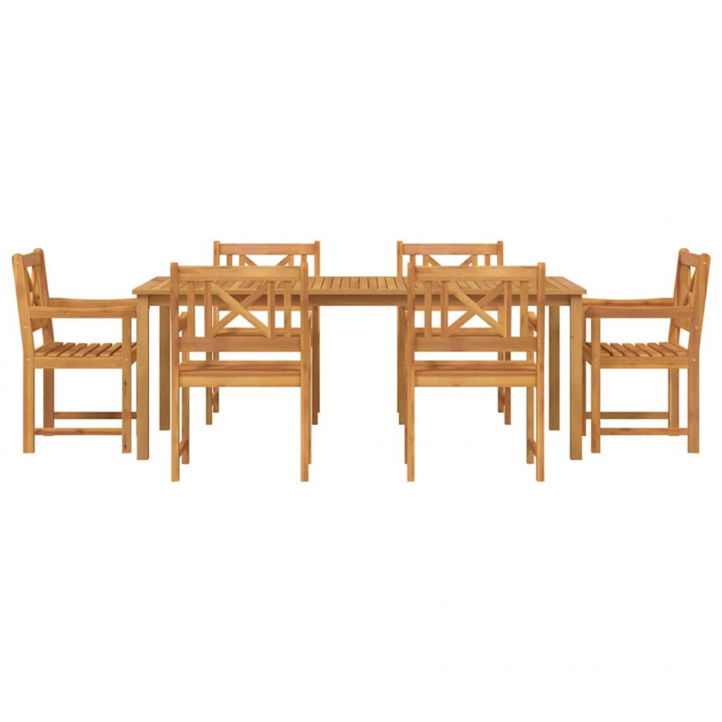 Zestaw do jadalni w ogrodzie 7 pcs Brązowy Lite Drewno Akacji