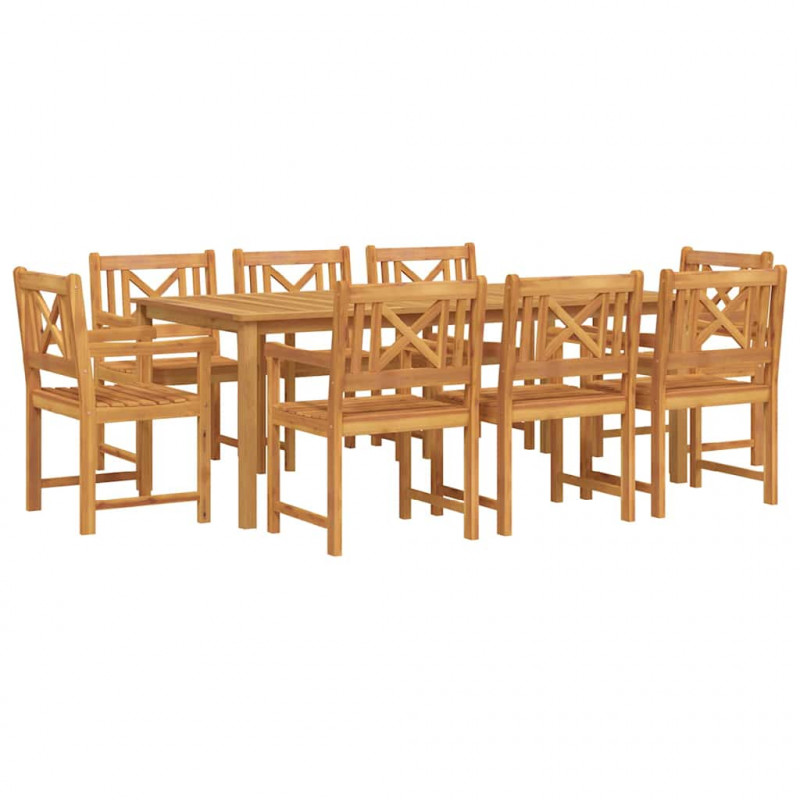Zestaw do jadalni w ogrodzie 9 pcs Brązowy Lite Drewno Akacji