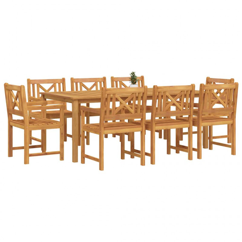 Zestaw do jadalni w ogrodzie 9 pcs Brązowy Lite Drewno Akacji