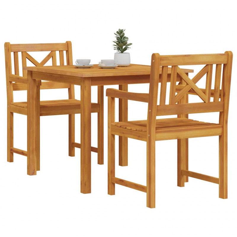Zestaw do jadalni w ogrodzie 3 pcs Brązowy Lite drewno akacjowe