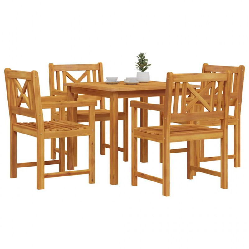 Zestaw do jadalni w ogrodzie 5 pcs Brązowy Lite drewno akacjowe
