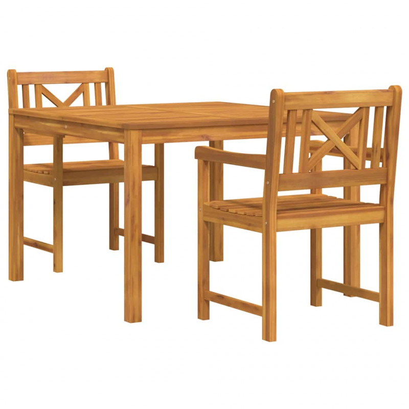 Zestaw do jadalni w ogrodzie 3 pcs Brązowy Lite drewno akacjowe