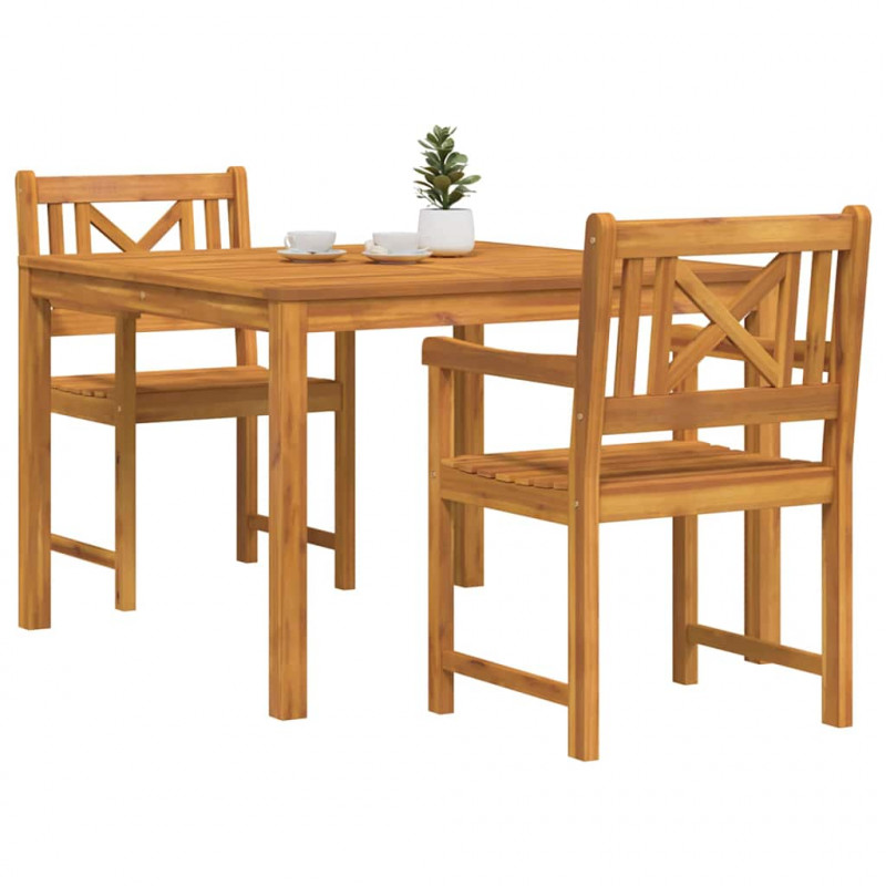 Zestaw do jadalni w ogrodzie 3 pcs Brązowy Lite drewno akacjowe