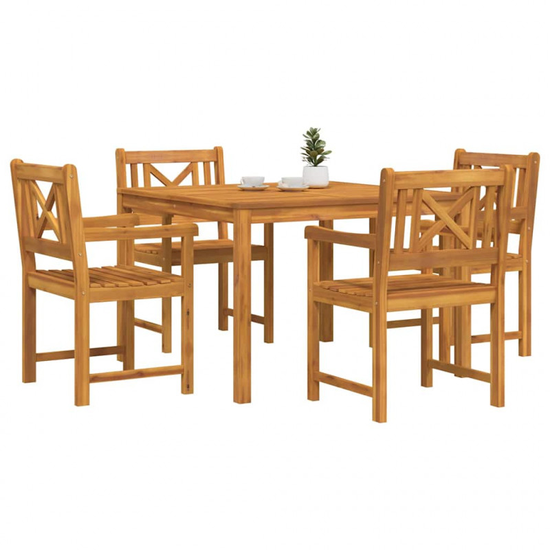 Zestaw do jadalni w ogrodzie 5 pcs Brązowy Lite drewno akacjowe