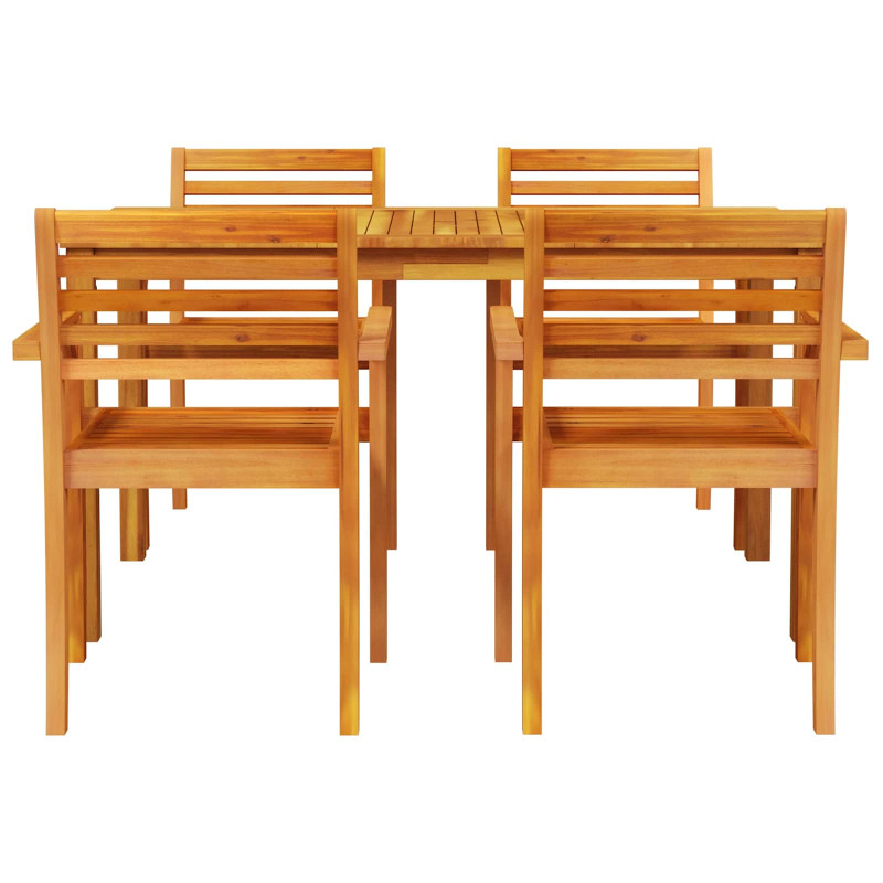 Zestaw do jadalni w ogrodzie 5 pcs Brązowy Lite Drewno Akacji