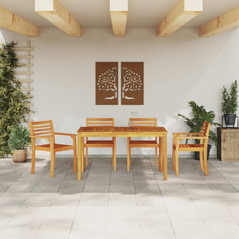 Zestaw do jadalni w ogrodzie 5 pcs Brązowy Lite Drewno Akacji