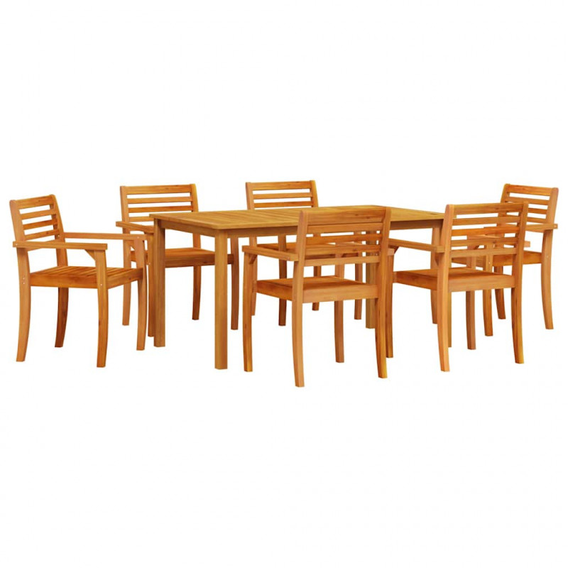 Zestaw do jadalni w ogrodzie 7 pcs Brązowy Lite Drewno Akacji