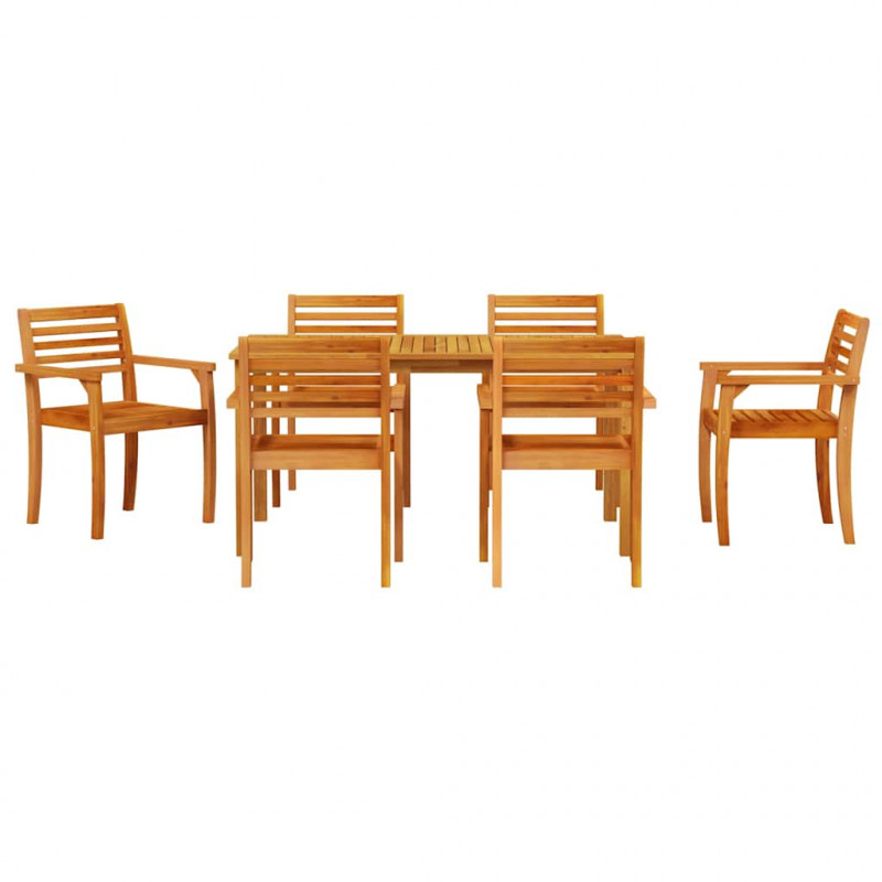 Zestaw do jadalni w ogrodzie 7 pcs Brązowy Lite Drewno Akacji