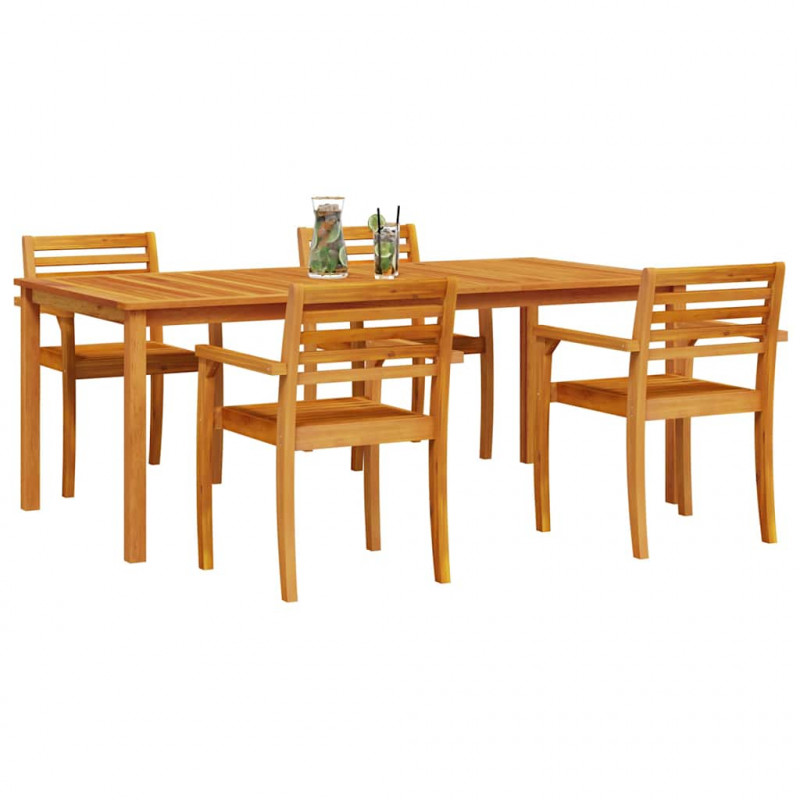 Zestaw do jadalni w ogrodzie 7 pcs Brązowy Lite Drewno Akacji