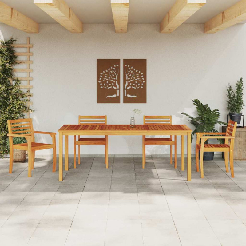 Zestaw do jadalni w ogrodzie 7 pcs Brązowy Lite Drewno Akacji