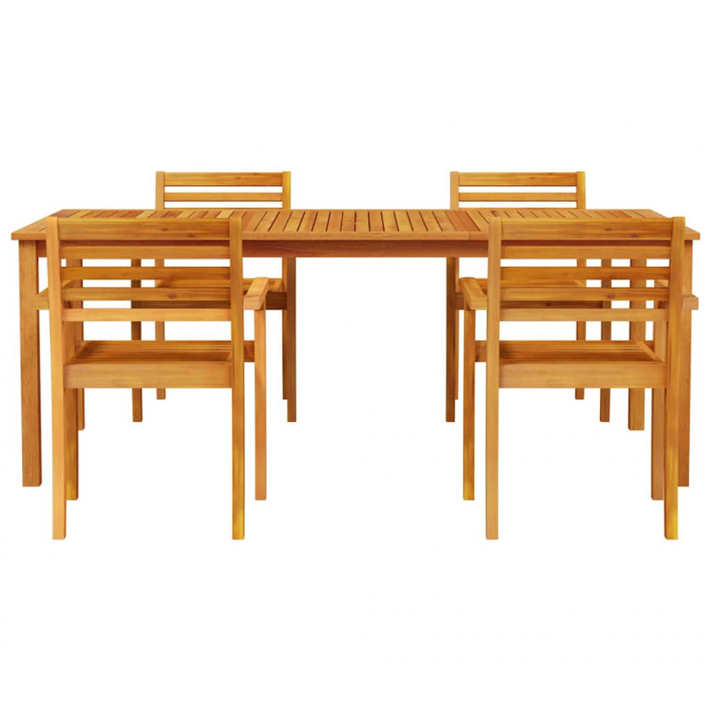 Zestaw do jadalni w ogrodzie 7 pcs Brązowy Lite Drewno Akacji