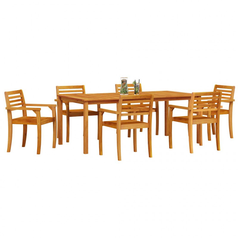 Zestaw do jadalni w ogrodzie 9 pcs Brązowy Lite Drewno Akacji