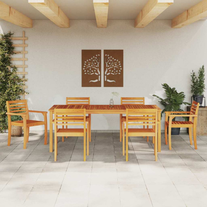 Zestaw do jadalni w ogrodzie 9 pcs Brązowy Lite Drewno Akacji