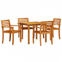 Zestaw do jadalni w ogrodzie 5 pcs Brązowy Lite Drewno Akacji