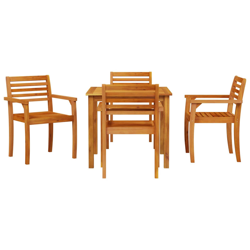 Zestaw do jadalni w ogrodzie 5 pcs Brązowy Lite Drewno Akacji