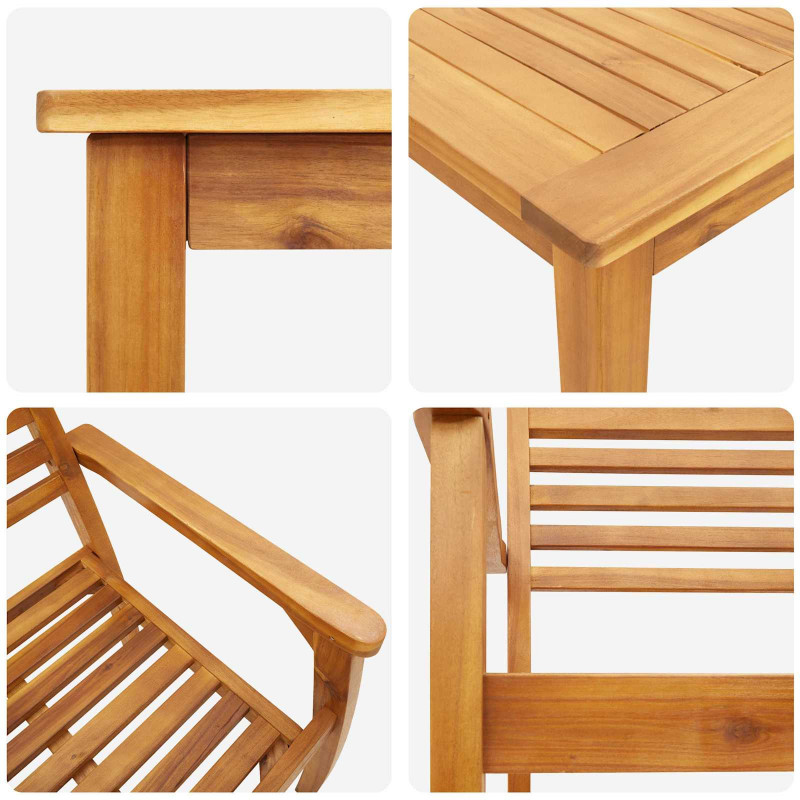 Zestaw do jadalni w ogrodzie 5 pcs Brązowy Lite Drewno Akacji