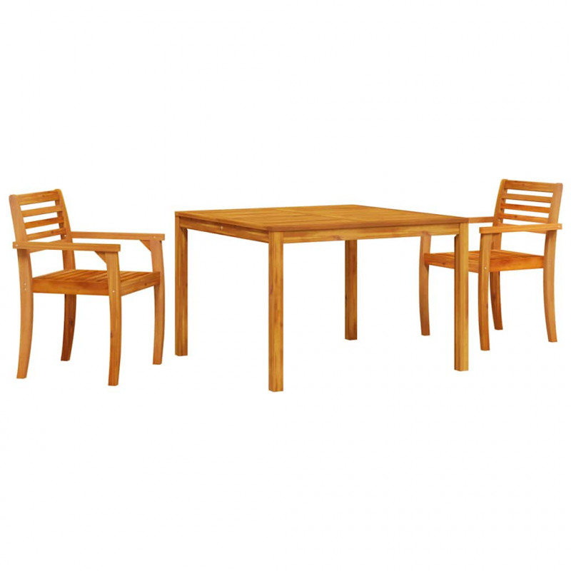 Zestaw do jadalni w ogrodzie 3 pcs Brązowy Lite Drewno Akacji