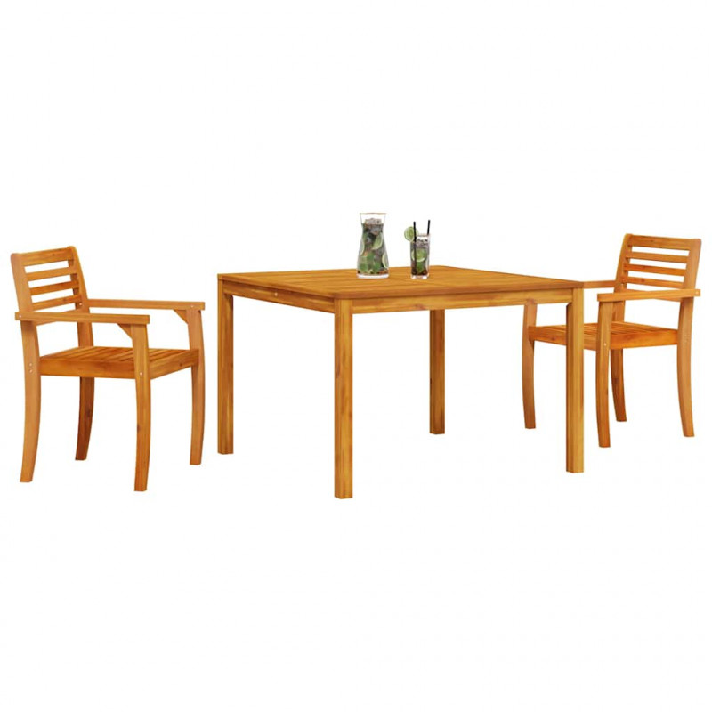 Zestaw do jadalni w ogrodzie 3 pcs Brązowy Lite Drewno Akacji