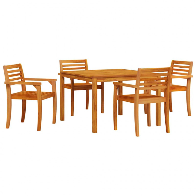 Zestaw do jadalni w ogrodzie 5 pcs Brązowy Lite Drewno Akacji