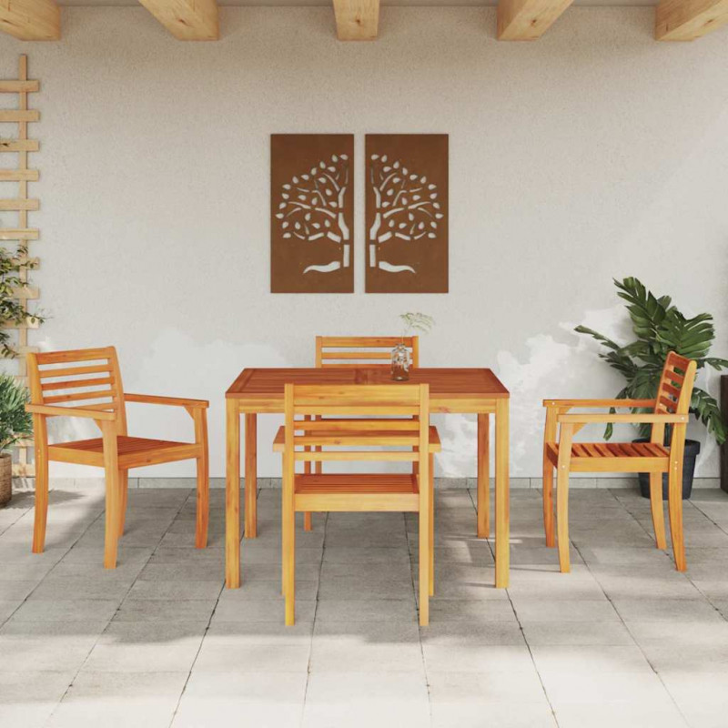 Zestaw do jadalni w ogrodzie 5 pcs Brązowy Lite Drewno Akacji