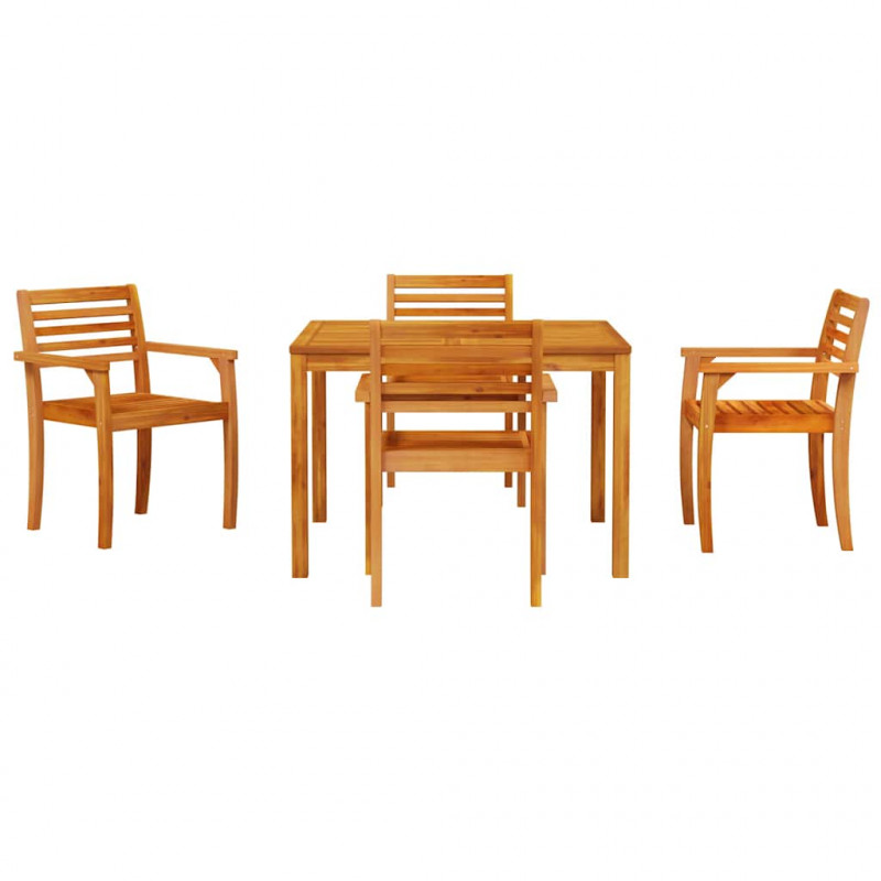 Zestaw do jadalni w ogrodzie 5 pcs Brązowy Lite Drewno Akacji