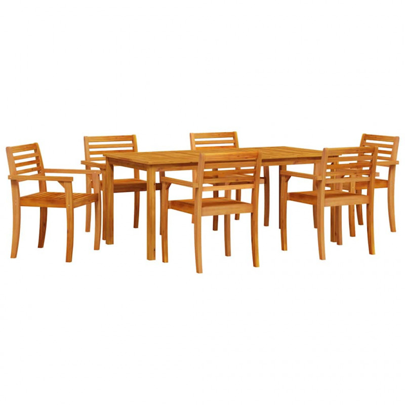 Zestaw do jadalni w ogrodzie 7 pcs Brązowy Lite Drewno Akacji