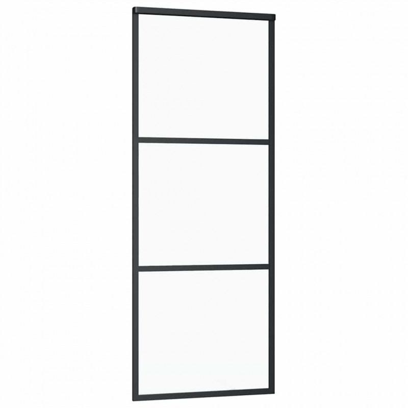 Drzwi przesuwne z zestawem okuć czarne 76x205 cm ESG szkło