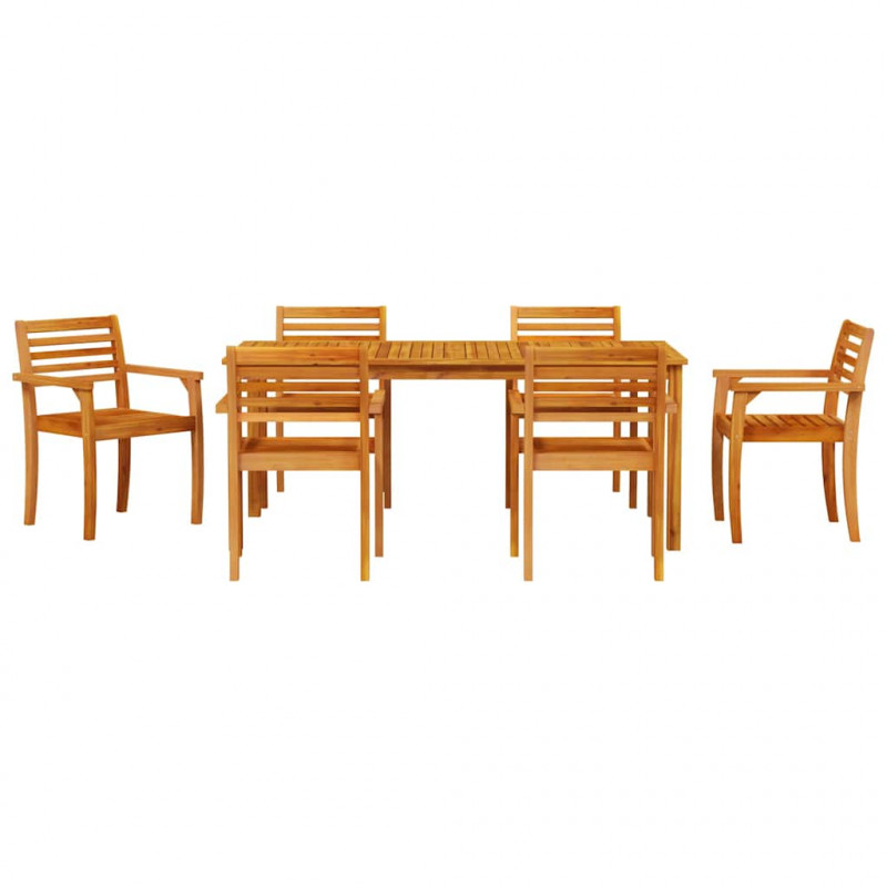 Zestaw do jadalni w ogrodzie 7 pcs Brązowy Lite Drewno Akacji