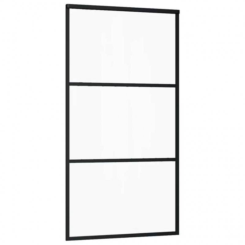 Drzwi przesuwne z zestawem okuć czarne 102x205 cm ESG szkło