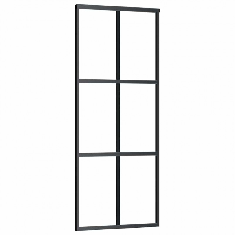 Drzwi przesuwne z zestawem okuć czarne 76x205 cm ESG szkło