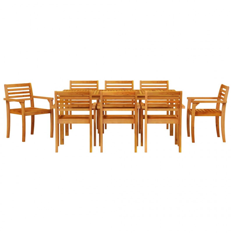 Zestaw do jadalni w ogrodzie 9 pcs Brązowy Lite Drewno Akacji