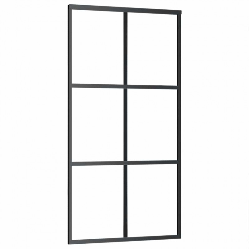 Drzwi przesuwne z zestawem okuć czarne 102x205 cm ESG szkło
