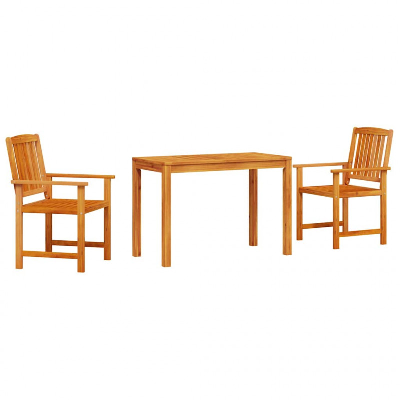 Zestaw do jadalni w ogrodzie 3 pcs Brązowy Lite Drewno Akacji