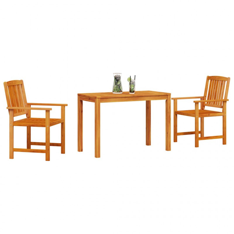 Zestaw do jadalni w ogrodzie 3 pcs Brązowy Lite Drewno Akacji