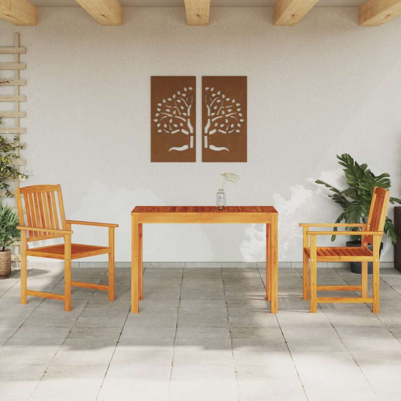 Zestaw do jadalni w ogrodzie 3 pcs Brązowy Lite Drewno Akacji