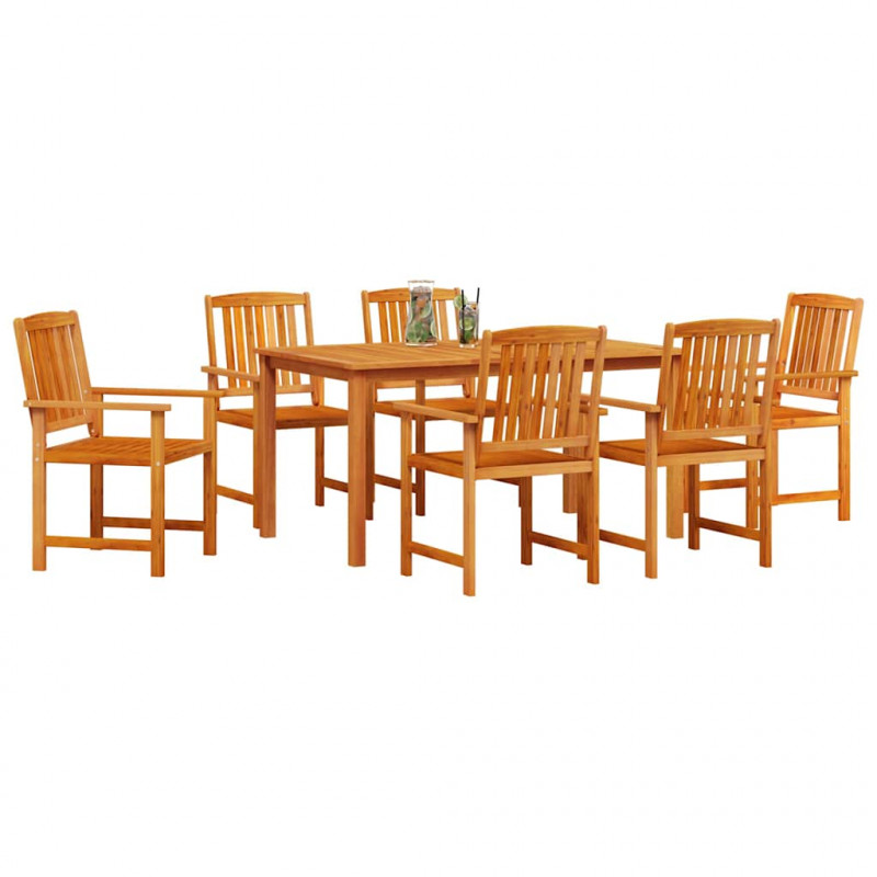 Zestaw do jadalni w ogrodzie 7 pcs Brązowy Lite Drewno Akacji