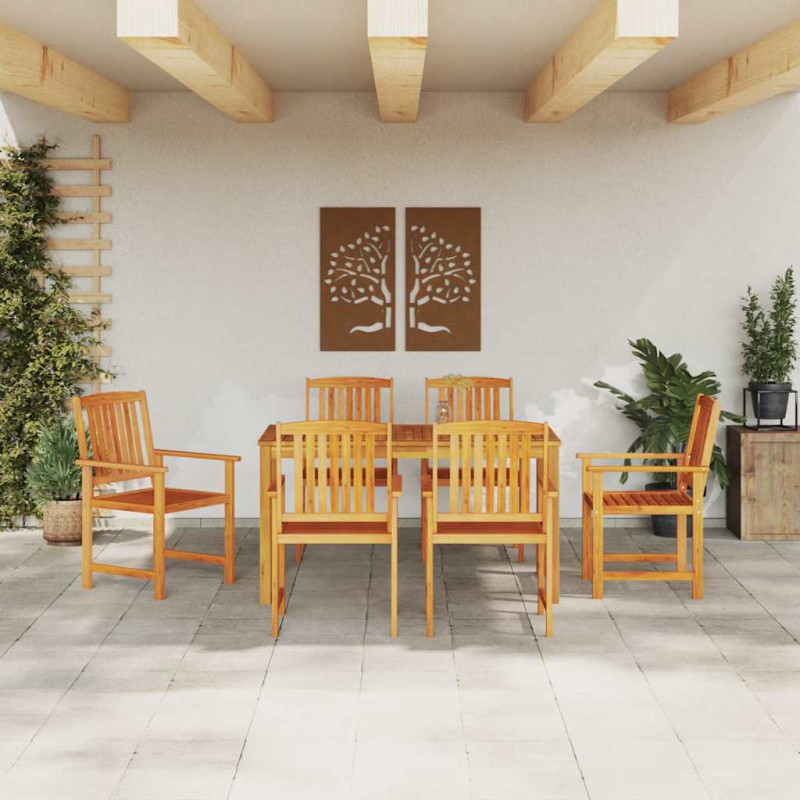 Zestaw do jadalni w ogrodzie 7 pcs Brązowy Lite Drewno Akacji