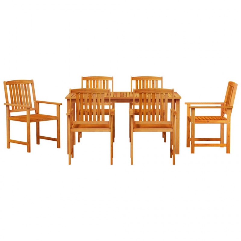Zestaw do jadalni w ogrodzie 7 pcs Brązowy Lite Drewno Akacji