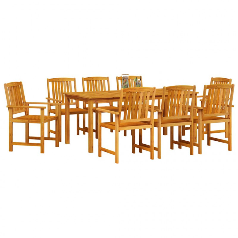 Zestaw do jadalni w ogrodzie 7 pcs Brązowy Lite Drewno Akacji