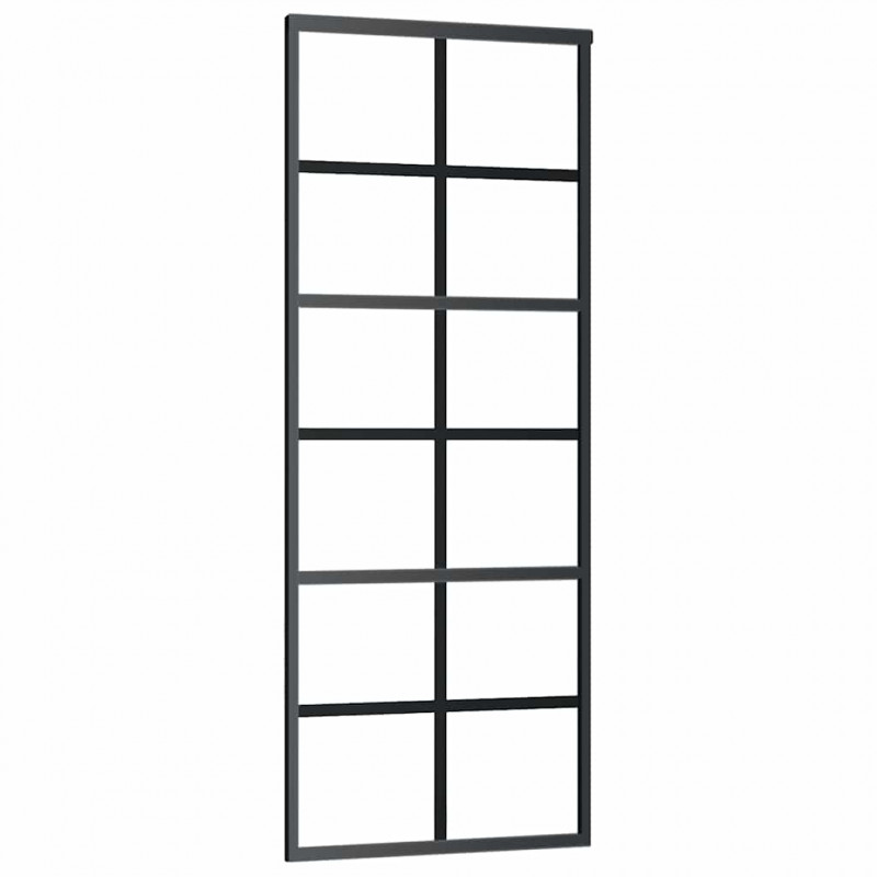 Drzwi przesuwne z zestawem okuć czarne 76x205 cm ESG szkło