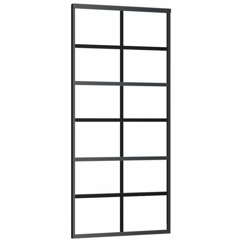 Drzwi przesuwne z zestawem okuć czarne 90x205 cm ESG szkło