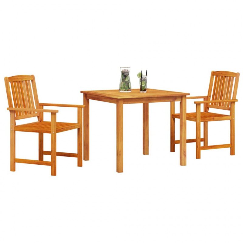 Zestaw do jadalni w ogrodzie 3 pcs Brązowy Lite Drewno Akacji