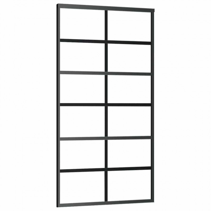Drzwi przesuwne z zestawem okuć czarne 102x205 cm ESG szkło