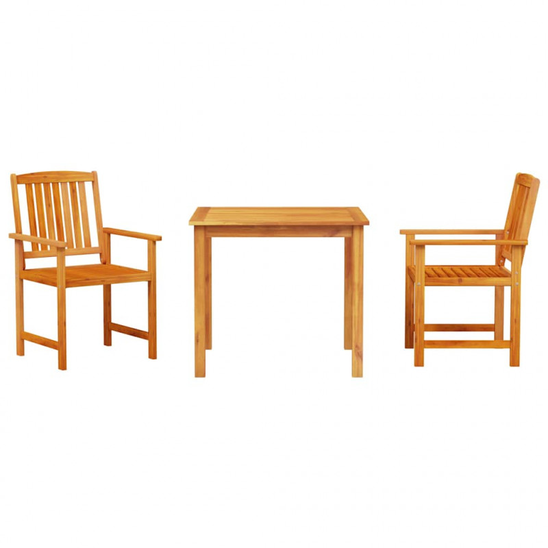 Zestaw do jadalni w ogrodzie 3 pcs Brązowy Lite Drewno Akacji