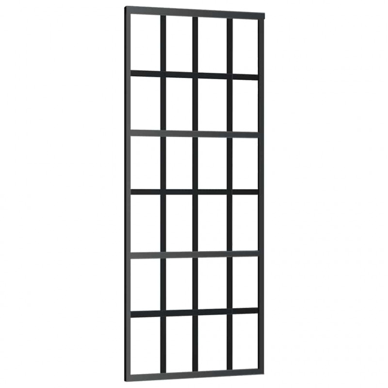 Drzwi przesuwne z zestawem okuć czarne 76x205 cm ESG szkło