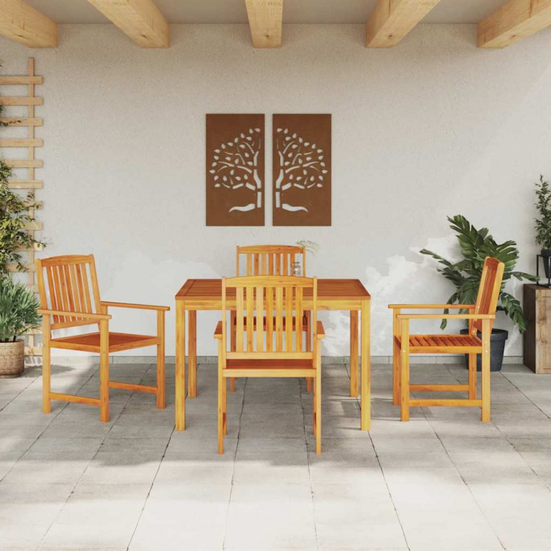 Zestaw do jadalni w ogrodzie 5 pcs Brązowy Lite Drewno Akacji