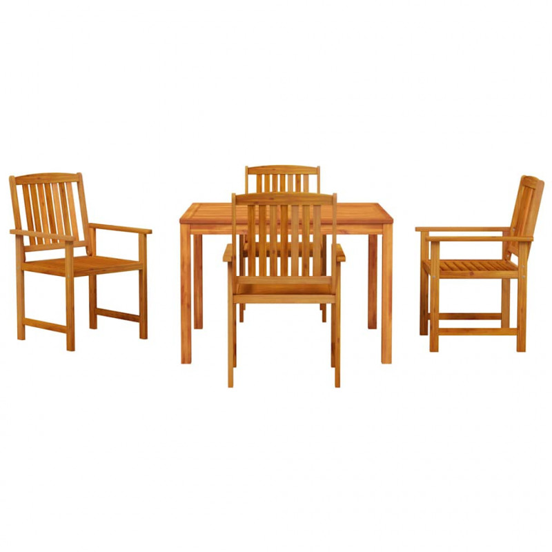 Zestaw do jadalni w ogrodzie 5 pcs Brązowy Lite Drewno Akacji